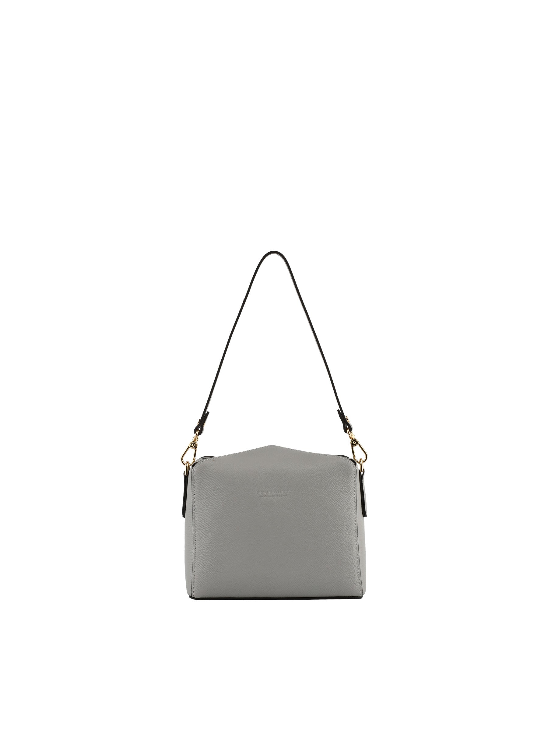 Gray leather shoulder bag