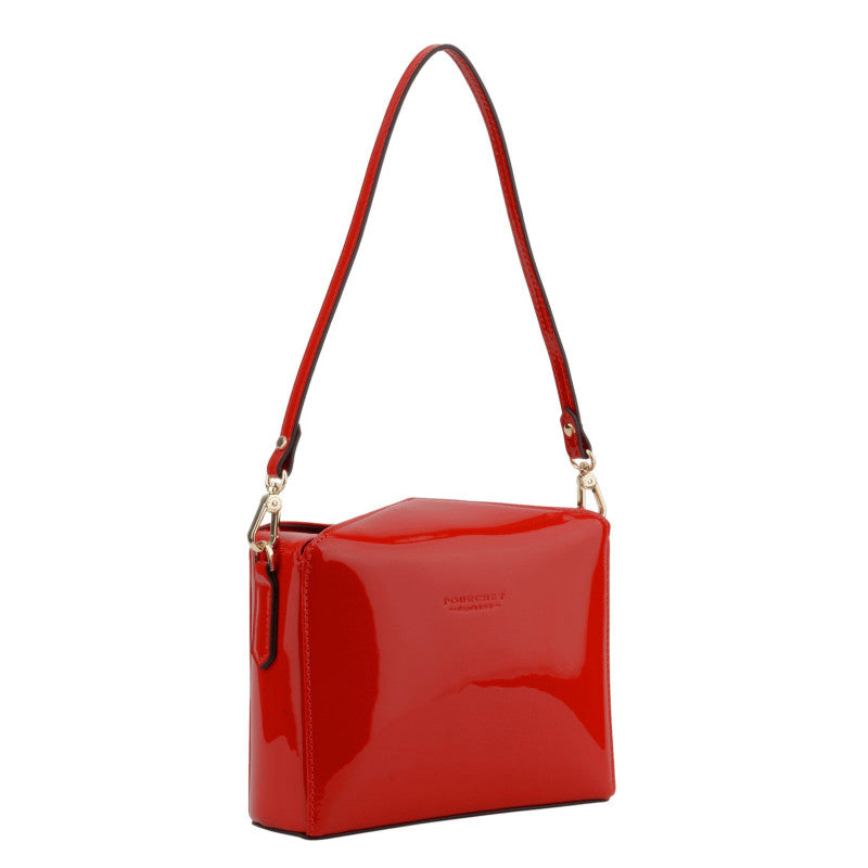 Red patent leather shoulder bag - Main Image