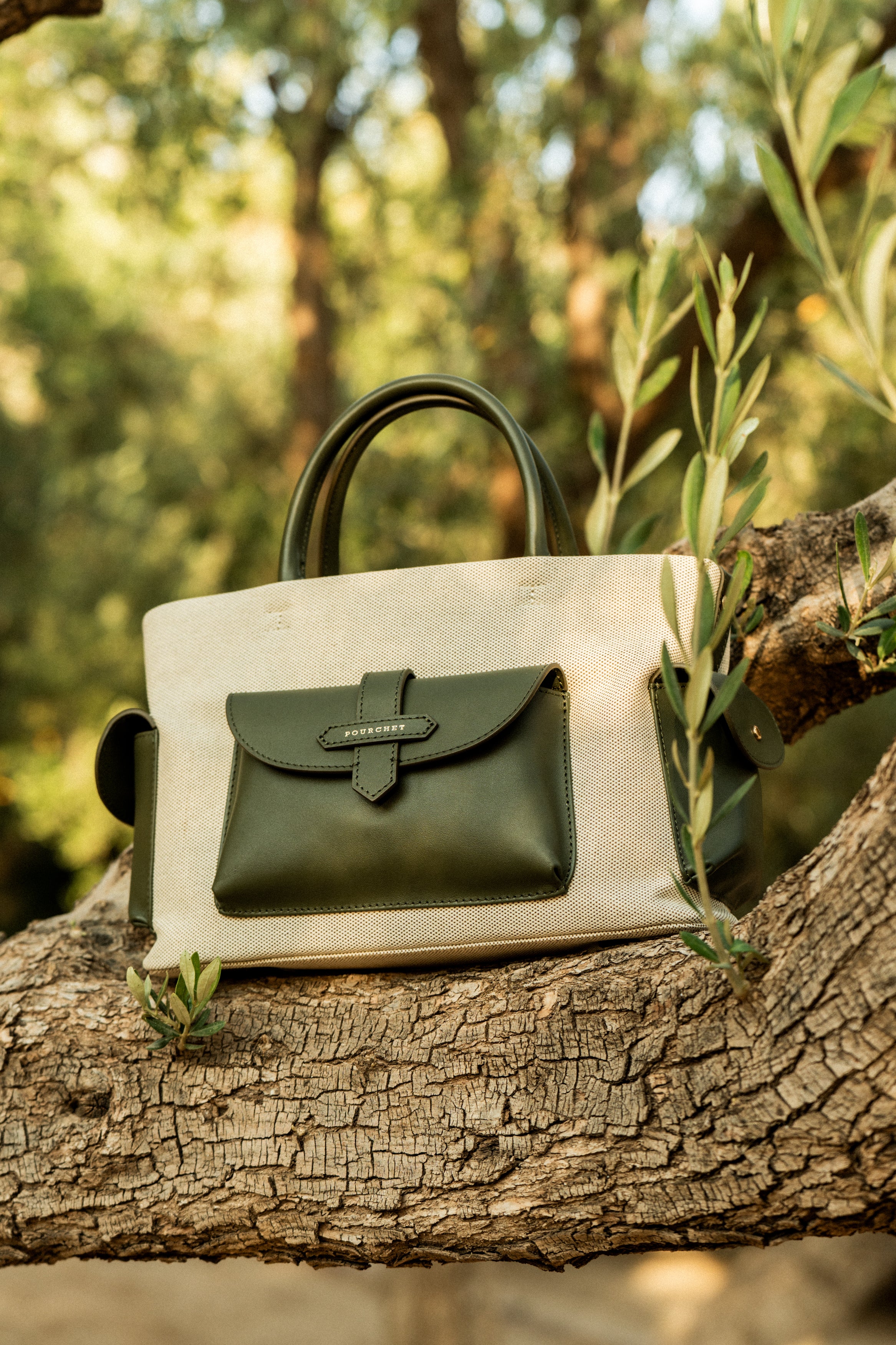 Reporter coton- Porté main kaki