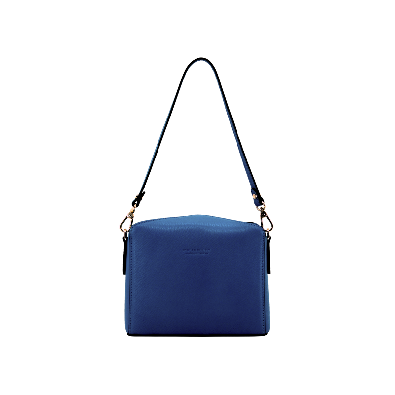 Blue leather shoulder bag