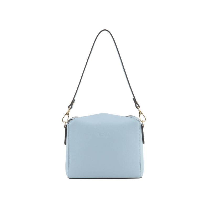 Sky blue leather shoulder bag