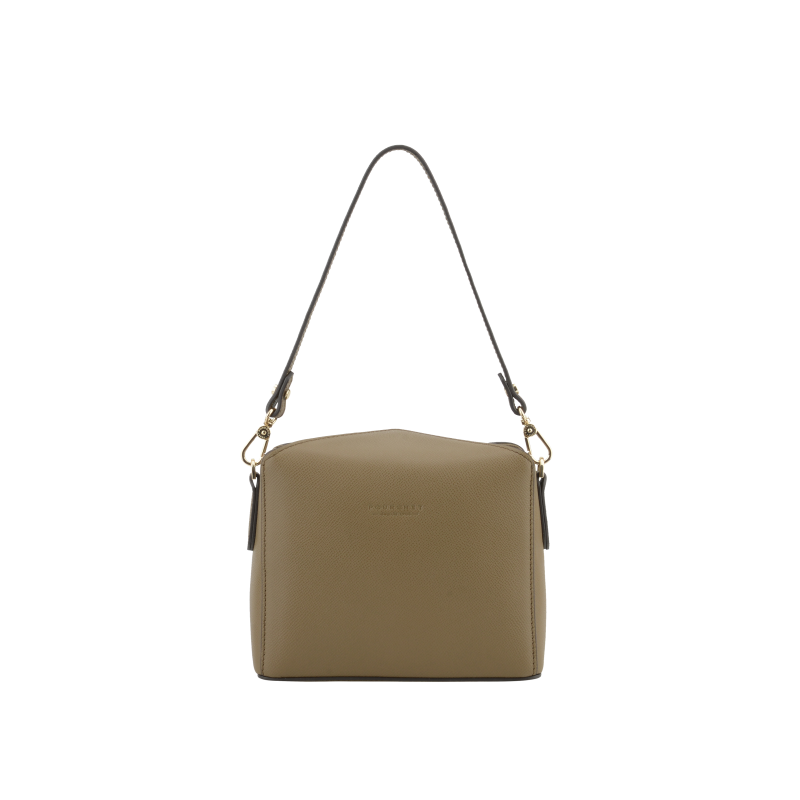 Khaki leather shoulder bag