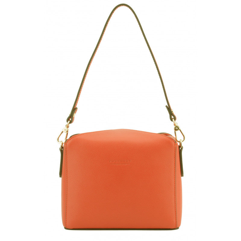 Orange cross-body leather