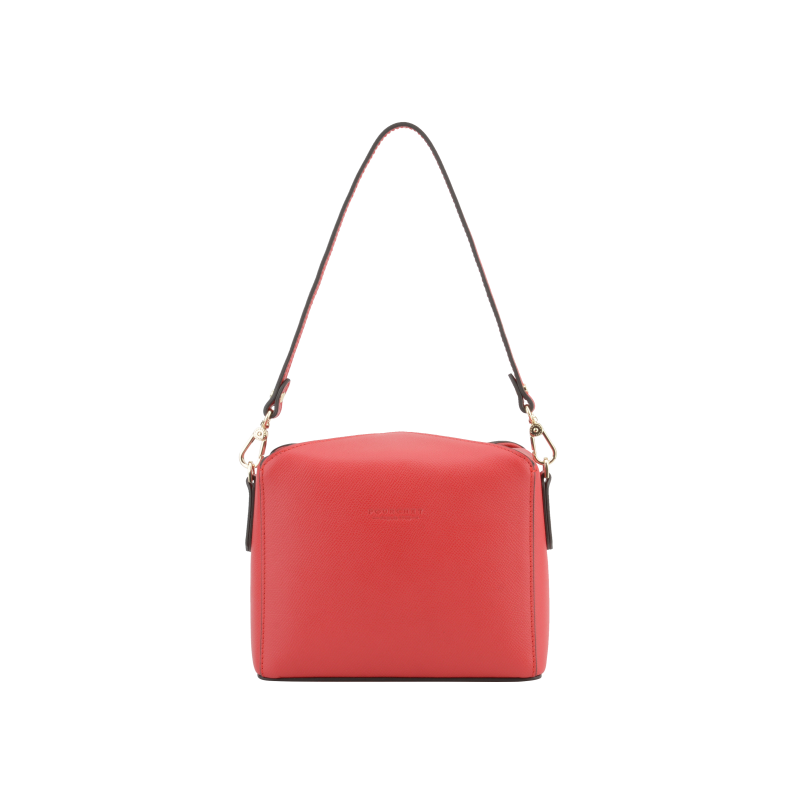 Red leather shoulder bag