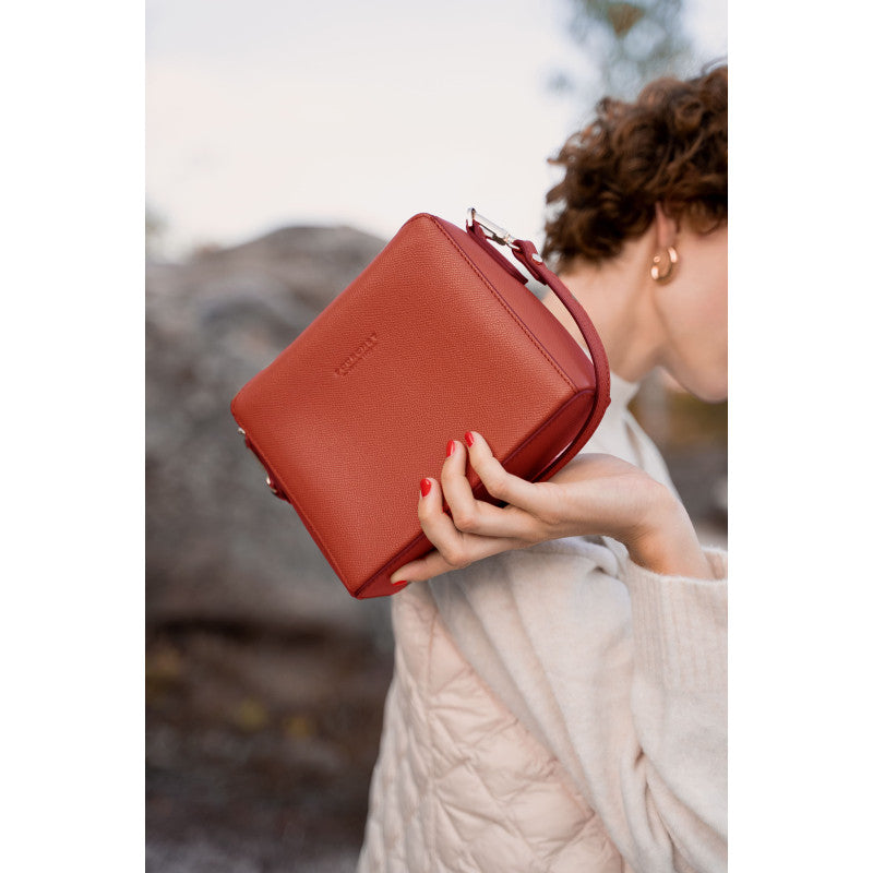 Red leather shoulder bag
