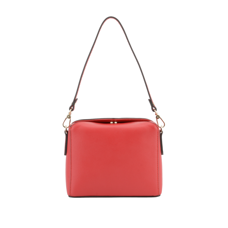 Red leather shoulder bag