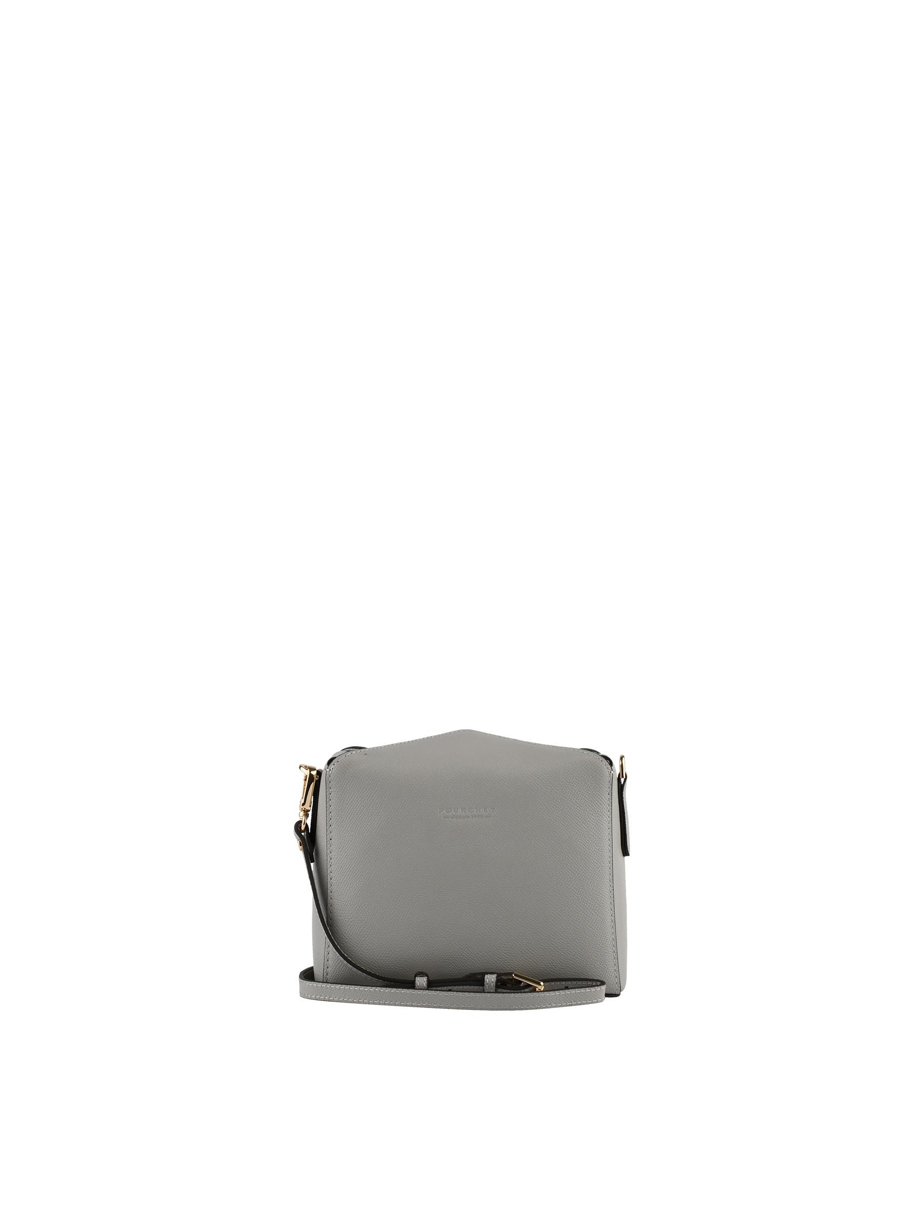 Gray leather shoulder bag