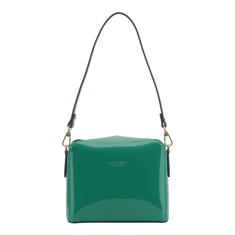 Emerald patent leather shoulder bag