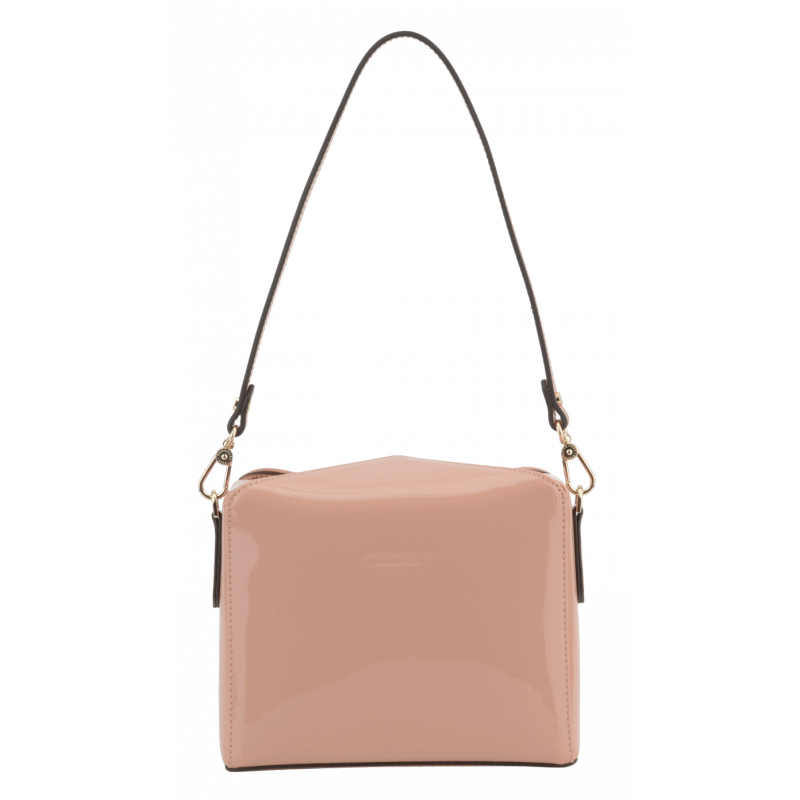 Pink patent leather shoulder bag