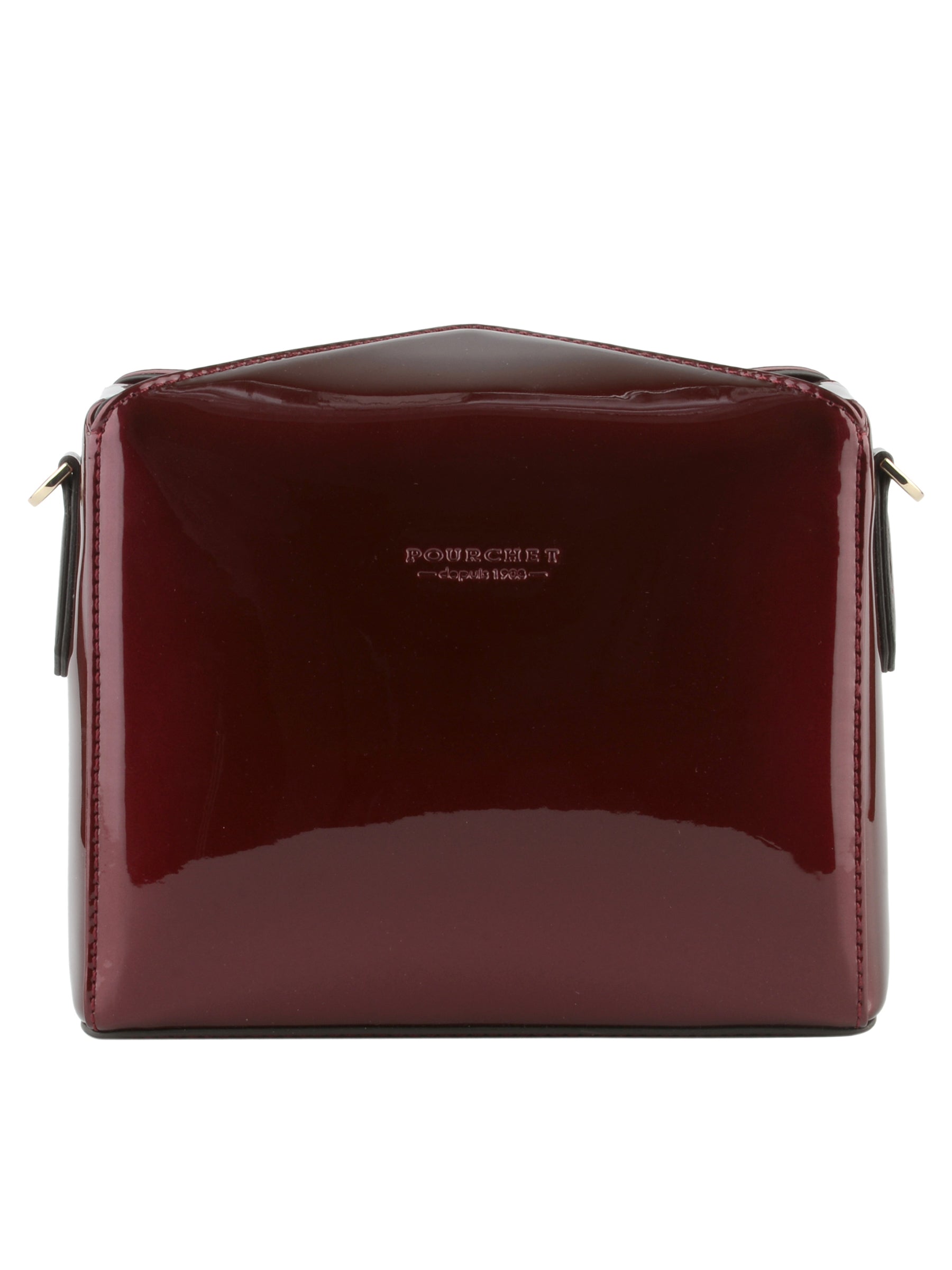 Burgundy patent leather shoulder bag