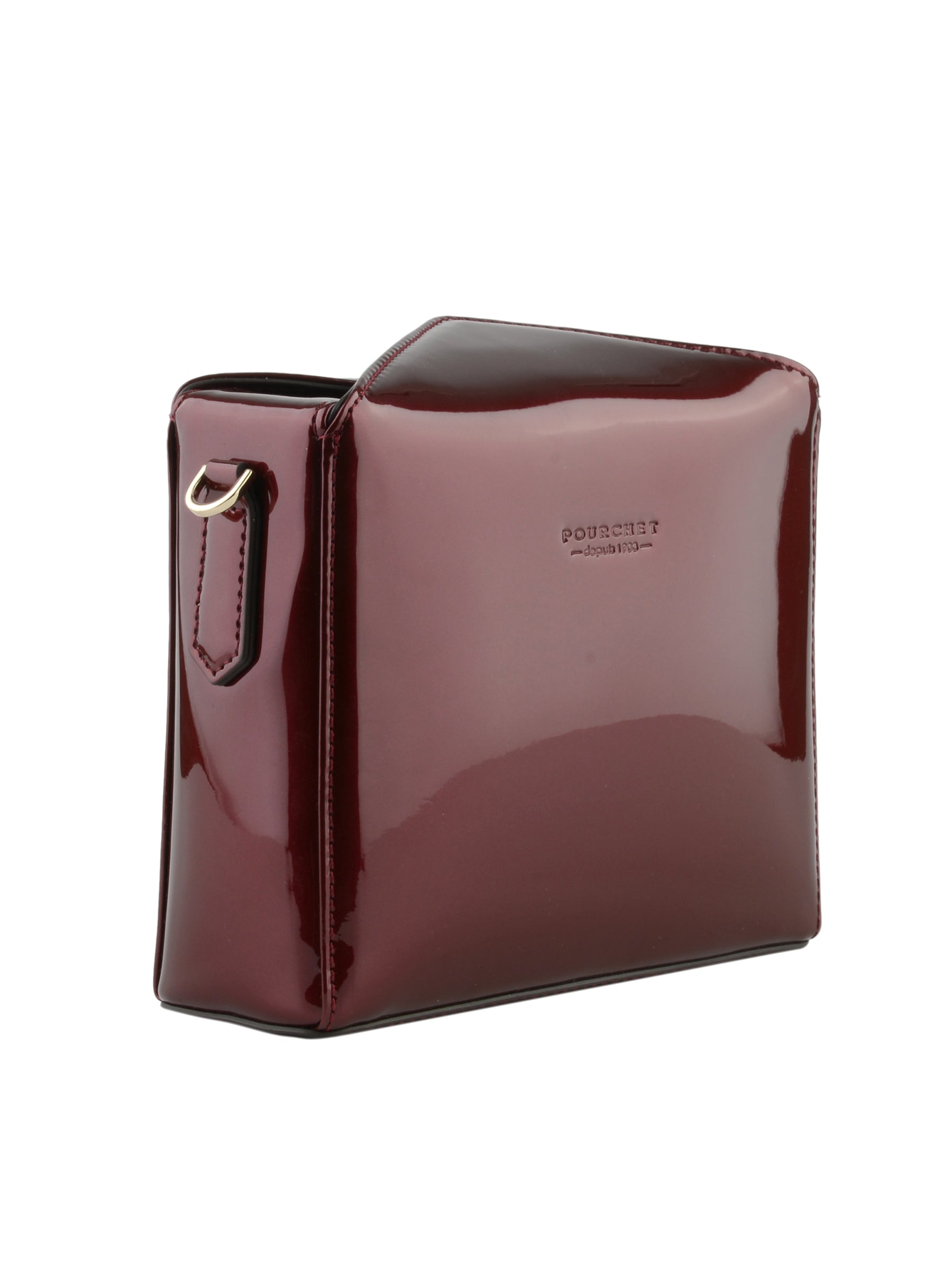 Burgundy patent leather shoulder bag